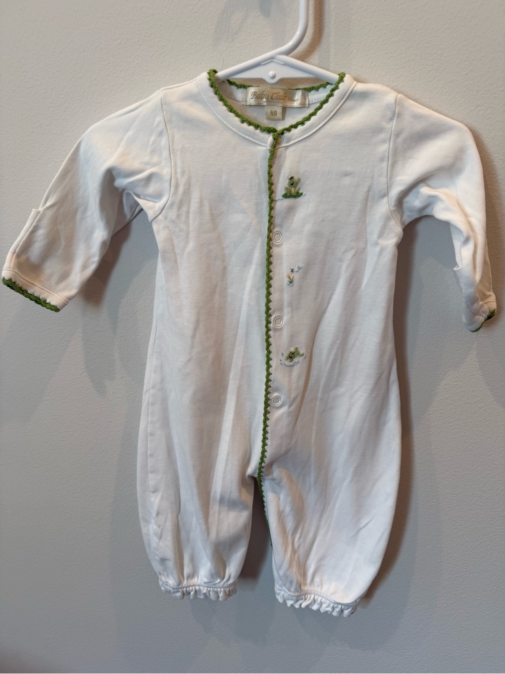 Baby Club Chic Newborn Frog Embroidered Converter Gown Pima Cotton